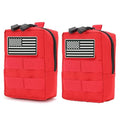 2 Pack Tactical Molle Pouches Small Molle Utility Pouch Small Tactical Accessory Bag Belt Pouches Vest Pouch Compact Water-Resistant EDC Pouch with Flag Patch - color: Red