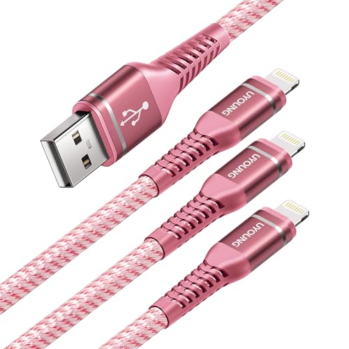USB to Lightning Cable [Apple MFi Certified] iPhone Charger Long 10FT 3Pack | Fast Heavy Duty Nylon Braided iPhone Charging Cord for iPhone 14 13 12 11 SE X XS XR 8 7 6 6s 5, iPad Pro, Air, mini - Pink - color: Pink, size: 10FT, style: USB A to Lightning