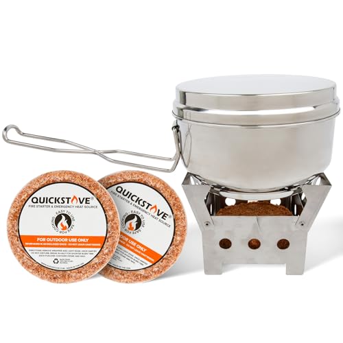 Portable Stove Kit with Camping Pot & 2 Fire Starters, Lightweight Stainless Steel Wood Burning Stove for Emergency Preparedness, Survival Supplies, Camping Gear & Outdoor Cooking - color: Stove, Camping Pot & 2 Firestarters