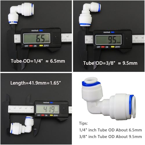 1/4" to 3/8" Push-Fit Elbow Adapter, 5 Pcs | Plastic push-to-connect fitting for RO water filtration, pre-purifier, refrigerator & coffee maker. - style: 1/4" to 3/8" Push-to-Connect Elbow Reducer