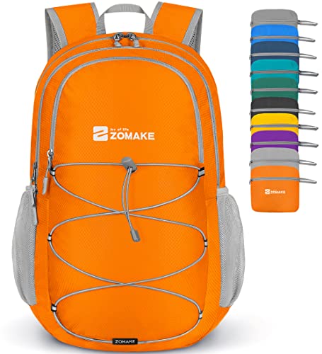 ZOMAKE Lightweight Packable Backpack, Water Resistant Foldable Daypack 28L - color: Orange, size: 28L