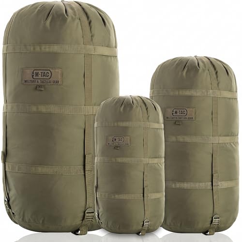 M-Tac Compression Stuff Sack for Sleeping Bag Military Water Resistant Compression Bag Lightweight Nylon Compression Sack for Travel, Camping, Hiking, Outdoor - color: Olive