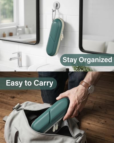 ProCase Toothbrush Travel Case for Oral-B/Oral-B Pro 1000 1500 5000 7000 7500 6000 9600/Philips Sonicare 4100 5100 1100 6100 5300 Oral-B iO Electric Toothbrush Portable Hard Container -Darkgreen - color: Darkgreen