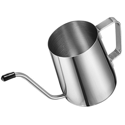 Long Narrow Spout Coffee Pot (12 Oz) Small Fine Stainless Pour Over Drip Coffee Pot Gooseneck Tea Kettle(Silver, 350ML) - color: Silver, size: 350ML
