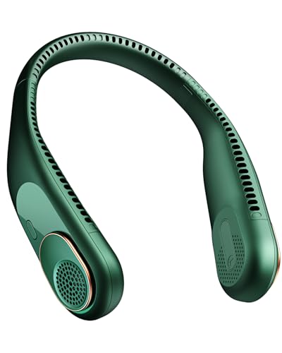 SWEETFULL Portable Neck Fan: 5200mAh Bladeless Personal Fan | 4 Speeds, 20H Max Runtime, No Hair Twist Quiet Wearable Fan for Travel | Birthday Gifts for Men Women Mom Dad - color: A3 Green