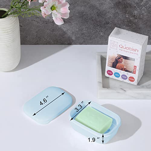 Quatish Leakproof Soap Dish with Lid & Draining Layer, Shatterproof Travel Bar Soap Holder Case Container, Portable Travel Size Toiletries Essentials for Camping, Gym, Bathroom, Blue - color: Blue, size: Medium