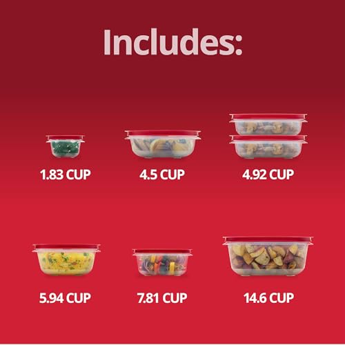 Rubbermaid EasyStore Square and Round Containers, 14-Piece Set, Food Storage Containers, Food Storage Containers with Lids - size: 14-Piece