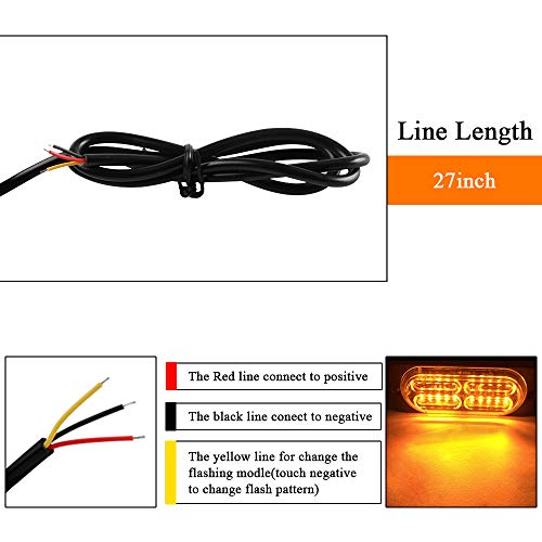 12-24V 20-LED Super Bright Emergency Strobe Warning Caution Hazard Construction Waterproof Flashing Strobe LED Light Bar Surface Mount for Car Truck SUV Van (Amber) - color: Amber