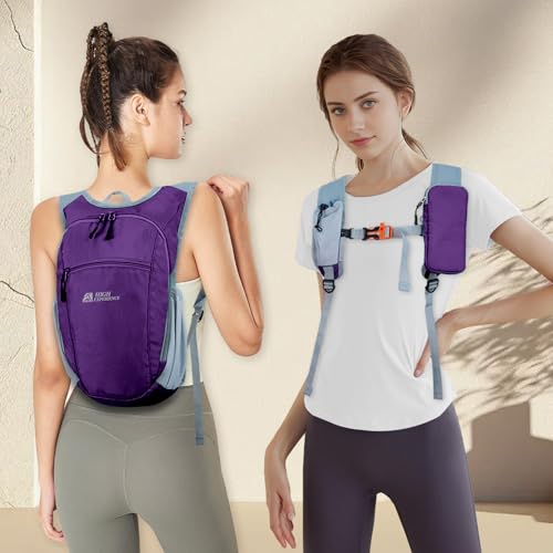 Small Hiking Backpack Packable Lightweight for Women Men - color: Deep Purple, size: 10L