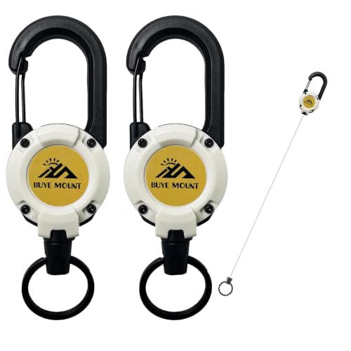 Yojaro Retractable Keychain Heavy Duty 2Pack, Multitool Carabiner Badge Holder, Retractable Keychain Clip Id Holder, Upgraded 58cm Stainless Steel Cord White - color: 2 Pack White