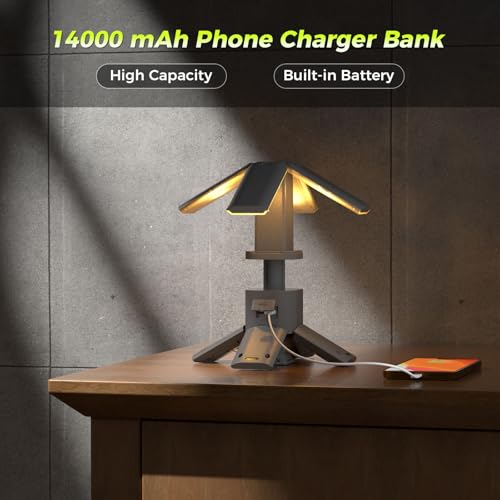 Clemas Telescopic Camping Lights with Remote Control,14000 mAh Rechargeable,6000LM Led Lanterns with Memory Function, Dimmable Magnetic Job Work Light,Tent Lamp,Portable Power Supply IPX5 (Space Gray) - color: 3.6Ft Space Gray