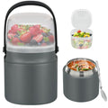 2 - in - 1 Soup Thermo for Hot Food 14oz with Snack Box Container Leak Proof Insulated Lunch Container Kids and Adults Stainless Steel Double Wall Vacuum Wide-mouth Thermal with Spoon and Handle - color: Gray, size: 14oz