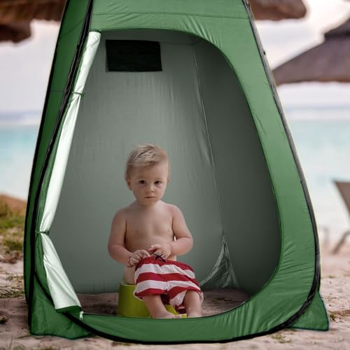 ropoda Pop Up Changing Tent 83" x 48" x 48", 6.9FT Upgrade Shower Tent, Portable Changing Room, Shower Tents for Camping, Privacy Tents,Includes 1 Removable Bottom,8 Stakes,1 Rain Cover(Green) - color: Green