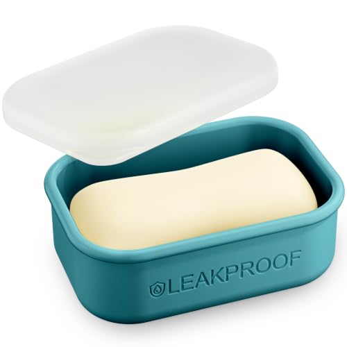Quatish Compact Leakproof Travel Soap Case, Silicone Soap Box with Draining Layer, Enhanced Soap Container, Suitable for Camping, Gym, Bathroom, Outdoor Essentials, Bluegreen - color: Bluegreen, size: Regular