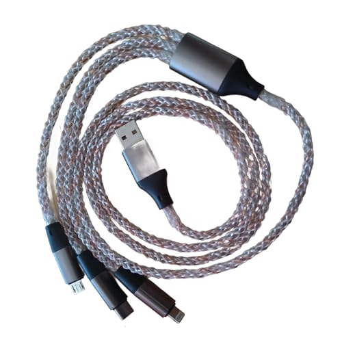 Camping Car Multi Charging Cable, USB C to USB C RGB Breathing 3 in 1 Fast Charging Cable for iPhone 15 Series, iPad mini 6 S24 S23 Laptops MacBook iPad Camping String Lights[ RGB 3 in 1 Cable] - color: Blue