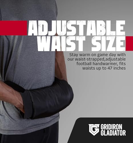 Football Handwarmer Pouch for Adults - Tactical Hand Muff Warmer - Warming Pouch for Cold Weather - color: Black