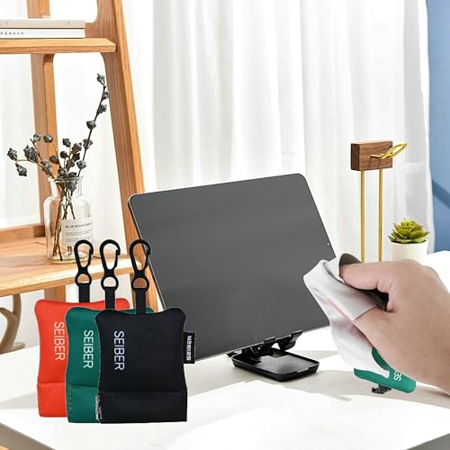 SEIBER Microfiber Eyeglass Cleaning Cloths with Pouch,3P, BK OR GRN | For Glasses, Camera Lenses, Laptop Screens, Self-Closing Bottom,Ultra-Soft, Scratch-Free - color: BLACK,ORANGE,DARK GREEN