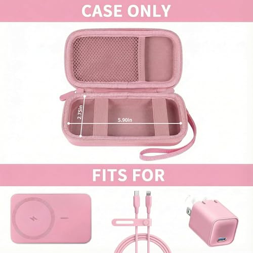 Power Bank Case for Anker MagGo 633/622/621/321 Portable Charger, Box Only - color: Pink, size: Medium