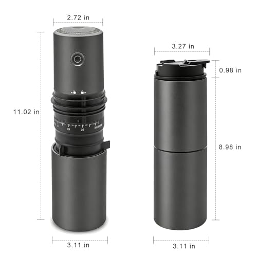 Portable Electric Grind&Brew Pour Over Coffee Maker,All-in-One:Double-Wall SS Tumbler,Stainless Drip Kettle,Permanent Stainless Filter Dripper&Built-in Grinder for Travel,Camping,Office