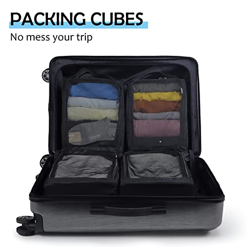 Gloppie 4-Pack Packing Cubes for Luggage - Organizer Suitcase Bags Set - Carry On Travel Accessories - color: 4 PACK Black Honeycomb