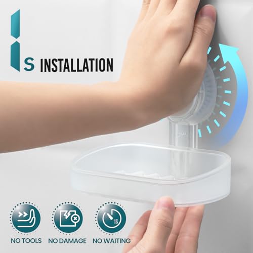 TAILI Soap Holder, Soap Dish for Shower Suction Cup, Bar Soap Holder, Clear | Removable Soap Holder Shower, Soap Tray for Shower Wall, No drill Sponge Holder, Bathroom & Kitchen, Bath Accessories - color: Clear, size: 1 Tier