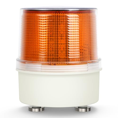 Aolyty Solar Warning Light, Magnetic Base, Rotating Flash Mode, Yellow | IP65 Waterproof Safety Beacon for Driveways, Construction Sites, Guardrail Outdoor Warning - color: Yellow