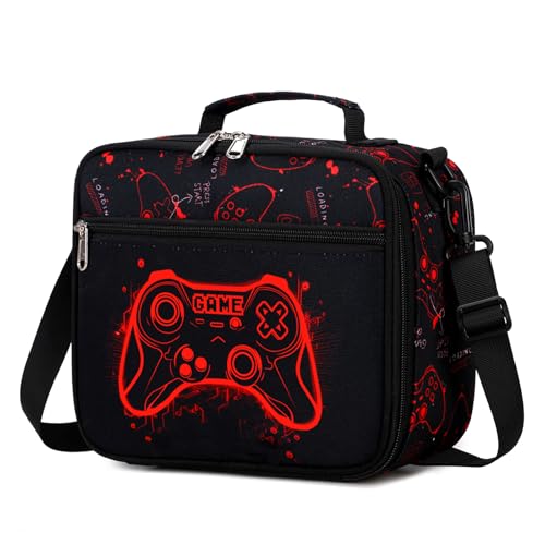 DIGOBAY Insulated Lunch Box for Kids Boys Cool Luminous Gamer Lunch Bag - color: Red