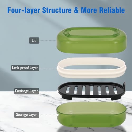 AIMAIAIMAI Soap Holder - Portable Travel Soap Case with Draining Layer - Perfect for Bathroom, Gym, Camping, Traveling (Green) - color: Green Style a