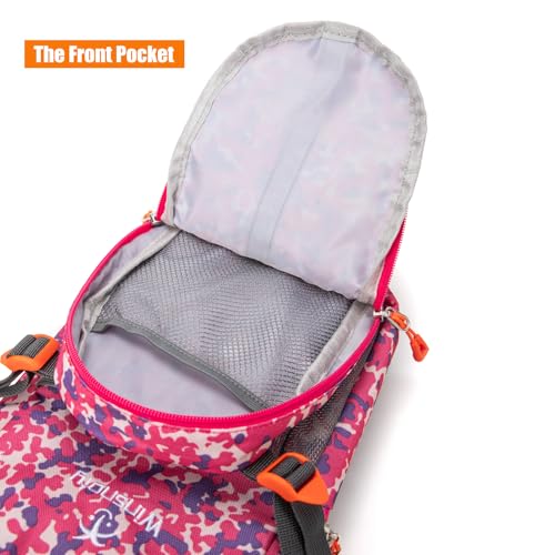 Kids Hydration Backpack, Water Hiking Backpack for Boys or Girls with 1.5L Reservoir Bladder - color: Rose Print