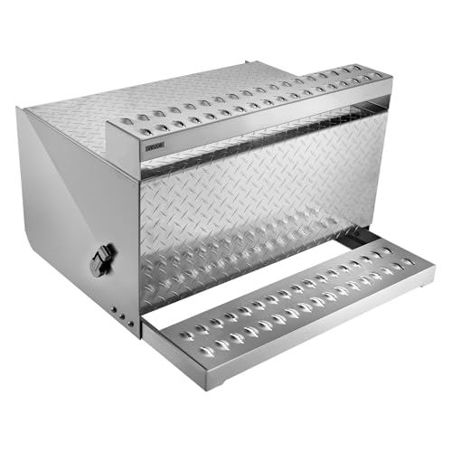VEVOR Semi-Truck Step Tool Box, 31" x 30" x 19" Heavy Duty Aluminum Diamond Plate Toolbox, Waterproof Cab Entry Step Storage Box with Shock-Absorbing Latch for Flatbed, Crane, and Semi Trucks - size: 31"L x 30"W x 19"H
