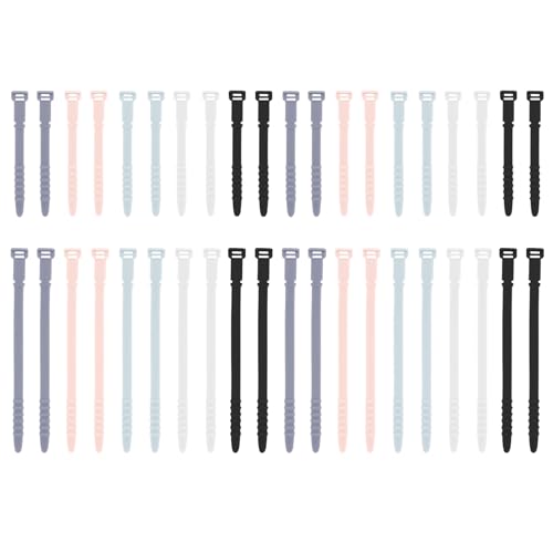 Silicone Zip Ties, Reusable Zip Ties, Rubber Cable Ties for Cable Management, Everyday Essentials,Travel Essentials,Office Camping Accessories,Elastic Cord Ties, 40Pcs Cable Straps in Two Sizes - style: Mul-long and Short-40pcs