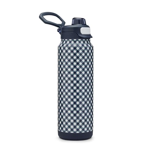 ZULU Powerfill Pro 32oz Stainless Steel Sip or Chug Water Bottle, Checkmate Navy - color: Dark Navy, style: 32oz