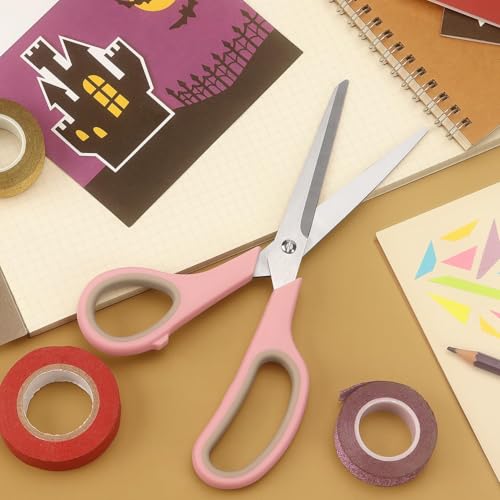 LONGKEY 8.5" Pastel Scissors 3-Pack, Ultra Sharp Stainless Steel - color: Pastel Green, Pink, Blue