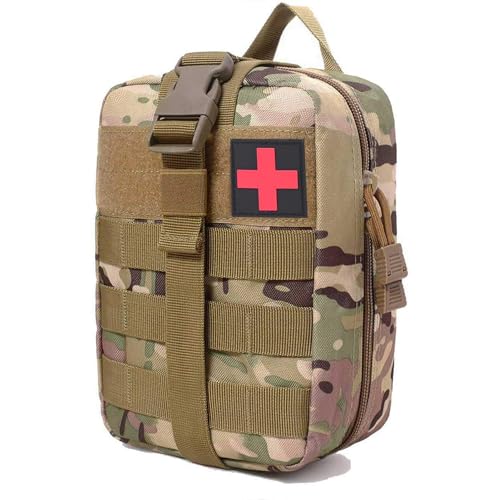 Tactical Molle IFAK Pouch – Tear Away Rip Away First Aid Medical Pouch, Large Capacity, Water-Resistant 900D Polyester, Horizontal, Multi-Compartment, EDC, Military Emergency Kit - color: CP