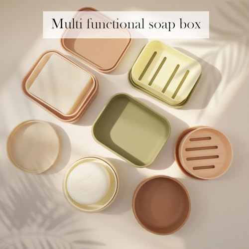 Silicone Travel Soap Box with Lid Draining Soap Container for Shower Compact Travel Soap Case Leak-Proof Design for Camping, Hiking, Gym & Outdoor Use Keeps Soap Dry & Hygienic (Mocha Mousse) - color: Mocha Mousse