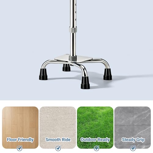 Quad Cane Tips Heavy Duty Rubber Cane Tip 1/2 inch Non-Slip Replacement Cane Accessories for Walking and Standing Stick for Women, Men, Seniors, Elderly - color: 1/2inch- 6 Pcs