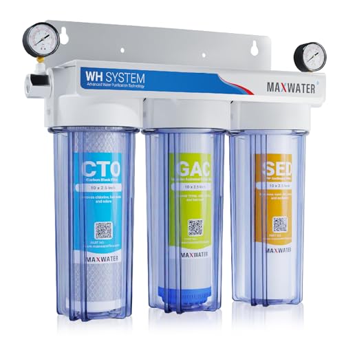 Max Water 3 Stage (Good for City Water) 10 inch Standard Water Filtration System (Clear with Gauge) - style: Clear with Gauge