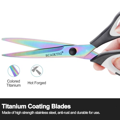 Craft Scissors Set of 3 Pack, All Purpose Sharp Titanium Blades Shears, Comfort Grip Handle, Multipurpose Fabric Scissors Tool Great for Adults, Office, Sewing, School and Home Supplies, White&Black - color: Black&white