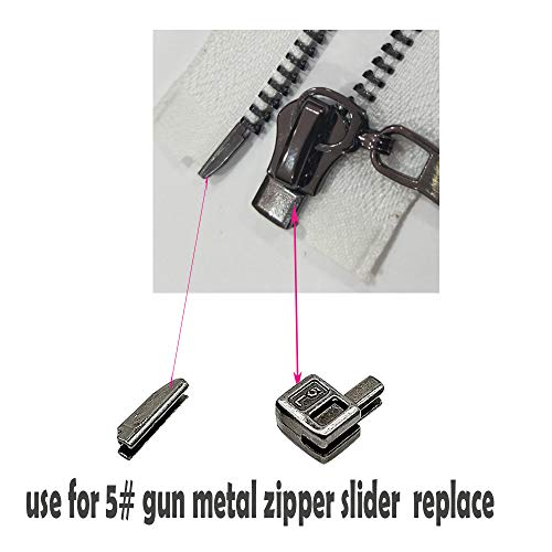 JOSDIOX 20-Pack #5 Metal Zipper Repair Kit Gun Black Bottom Stoppers, Latch Slider Retainers & Insertion Pins for Metal Zippers - color: gun black