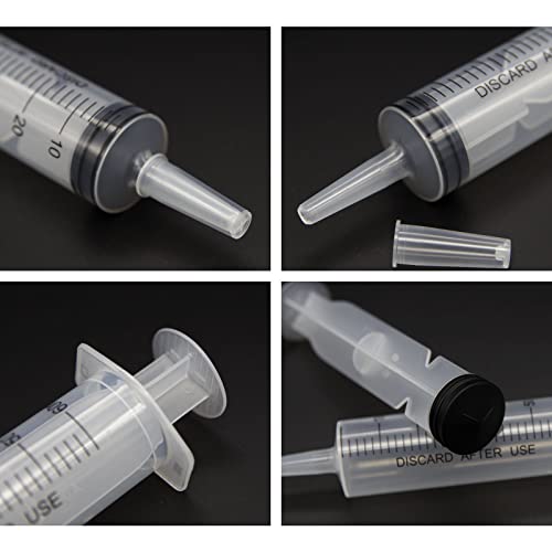 8Pcs Plastic Syringe Set 60ml 20ml Industrial Plastic Syringe with Handy Tubing 30cm(12in) for Refilling Fluids, Feeding Pets, Drawing Oil, Measuring, Watering, Multiple Uses, 20mlx2 + 60mlx2+ Hosex4