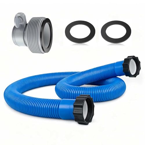 1.5" Pool Pump Hoses with Adapter Type B Connector Kit for Intex ＆ Coleman Above Ground Pools -1 1/2 Pool Hose Compatible with 1500-2500 GPH Sand Filter Pumps & Saltwater Systems (1, Blue) - color: Blue