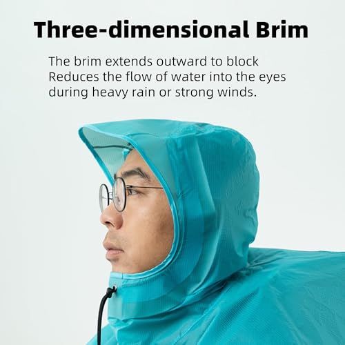 3FULGEAR Hooded Rain Ponchos for Adults, Waterproof Packable Lightweight Rain Coat Jacket for Men Women - color: 15d-blue-m