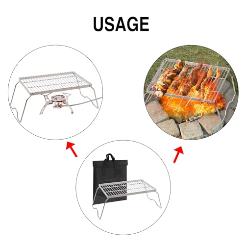 REDCAMP 17" Large Folding Campfire Grill 304 Stainless Steel Grate, Heavy Duty Portable Camping Grill with Carrying Bag for Outdoor Cooking Backpacking Hiking Picnics BBQ - size: 17"x13"X5.7"
