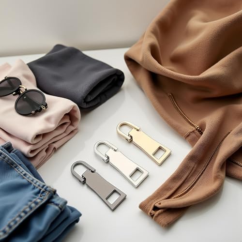 Zipper Pull Replacement Kit, Pull Replacement Repair, Zipper Slider Tab for Luggage Backpack Jacket Suitcase Coat Sewing Notions and Supplies (Gold,Silver,Gun Color) - color: Gold,Silver,Gun Color