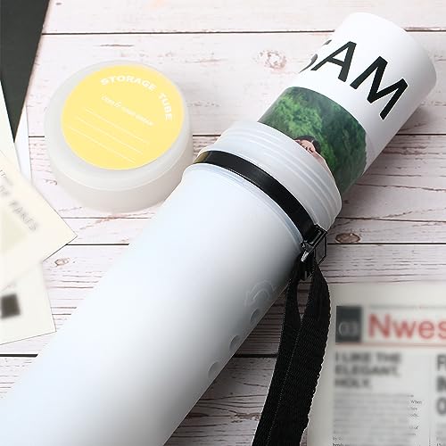 Ireer 6 Pcs Expandable Poster Tube with Strap for Documents Artwork Container Poster Transport Map Holder Tube Blueprint Storage Carrying Case for Architect Teacher Student 24.5'' to 40''(White)