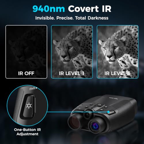 Night Vision Goggles, 4K Night Vision Binoculars with 3.99" HD Screen, 10000mAh Rechargeable, 64GB Card Included for Wildlife Observation & Surveillance - color: Carbon Black