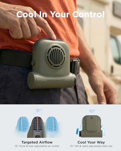 InoKraft Waist Fan with Swappable 4Ah Rechargeable Battery - color: Green - 1 Battery