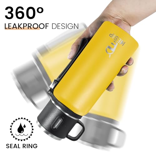 Stainless Steel Insulated Bottle, 20oz with cup Vacuum Insulated Water Bottle, Thermo for Hot Drinks/Cold Drinks,24-Hr Insulation Commute, Travel - color: Yellow, size: 20 Ounces