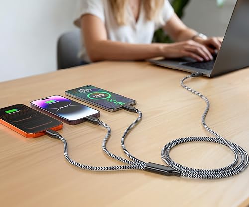 Multi Charging Cable 10FT 2Pack 3 in 1 Long Apple MFi Certified Cord | Fast Charger Cord with Lightning USB-C Micro,Nylon Braided Universal Phone Charger for iPhone17-5 iPad Android Devices Travel - color: Grey/Black-10ft-2Pack