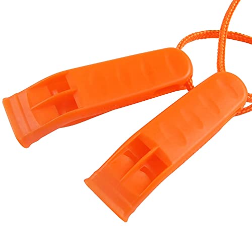 20 Pcs Emergency Safety Whistle Plastic Whistles Set with Lanyard - color: Orange